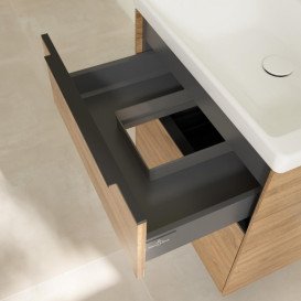 Тумба под раковину Villeroy & Boch Subway 3.0 57,2х57,6 см ДСП/алюминий дуб канзас/черный вулкан C57801RH