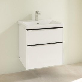 Тумба під раковину Villeroy & Boch Subway 3.0 57,2х57,6 см ДСП/алюміній білий діамант/чорний вулкан C57801VE