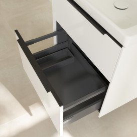 Тумба під раковину Villeroy & Boch Subway 3.0 57,2х57,6 см ДСП/алюміній білий діамант/чорний вулкан C57801VE