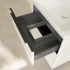 Тумба під раковину Villeroy & Boch Subway 3.0 57,2х57,6 см ДСП/алюміній білий діамант/чорний вулкан C57801VE