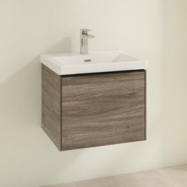 Тумба под раковину Villeroy & Boch Subway 3.0 52,3х42,9 см ДСП/алюминий дуб аризона/черный вулкан C57901VH