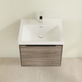 Тумба под раковину Villeroy & Boch Subway 3.0 52,3х42,9 см ДСП/алюминий дуб аризона/черный вулкан C57901VH