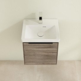 Тумба под раковину Villeroy & Boch Subway 3.0 42,3х42,9 см ДСП/алюминий дуб каменный/черный вулкан C58101RK