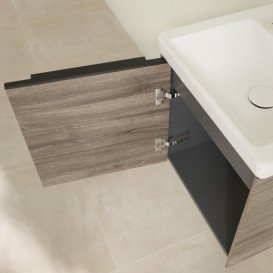 Тумба под раковину Villeroy & Boch Subway 3.0 42,3х42,9 см ДСП/алюминий дуб каменный/черный вулкан C58101RK