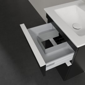 Тумба під раковину Villeroy & Boch Venticello 46,6х42,5 см МДФ чорний матовий лак/ручка алюміній білий A92202PD