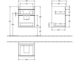 Тумба під раковину Villeroy & Boch Venticello 46,6х42,5 см ДСП м'який сірий/ручка алюміній білий A92202VK