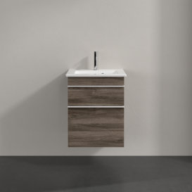 Тумба під раковину Villeroy & Boch Venticello 46,6х42,5 см ДСП кам'яний дуб/ручка алюміній білий A92202RK