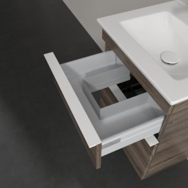 Тумба під раковину Villeroy & Boch Venticello 46,6х42,5 см ДСП кам'яний дуб/ручка алюміній білий A92202RK