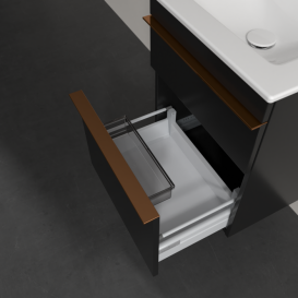 Тумба під раковину Villeroy & Boch Venticello 46,6х42,5 см МДФ чорний матовий лак/ручка мідь A92205PD