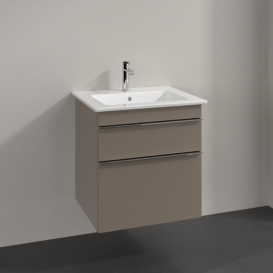 Тумба под раковину Villeroy & Boch Venticello 55,3х50,2 см ДСП трюфель серый/ручка хром A92301VG