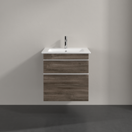 Тумба под раковину Villeroy & Boch Venticello 55,3х50,2 см ДСП каменный дуб/ручка алюминий белый A92302RK