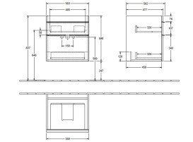 Тумба под раковину Villeroy & Boch Venticello 55,3х50,2 см ДСП каменный дуб/ручка алюминий белый A92302RK