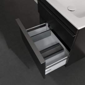 Тумба під раковину Villeroy & Boch Venticello 60,3х50,2 см МДФ чорний матовий лак/ручка хром A92401PD