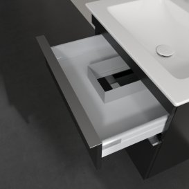 Тумба під раковину Villeroy & Boch Venticello 60,3х50,2 см МДФ чорний матовий лак/ручка хром A92401PD