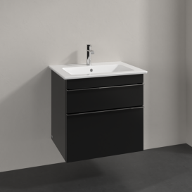Тумба під раковину Villeroy & Boch Venticello 60,3х50,2 см МДФ чорний матовий лак/ручка хром A92401PD