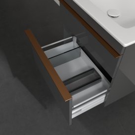 Тумба под раковину Villeroy & Boch Venticello 60,3х50,2 см МДФ глянцевый серый/ручка медь A92405FP