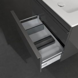 Тумба під раковину Villeroy & Boch Venticello 75,3х50,2 см МДФ глянсовий сірий/ручка хром A92501FP