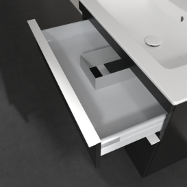 Тумба під раковину Villeroy & Boch Venticello 75,3х50,2 см МДФ чорний матовий лак/ручка алюміній білий A92502PD