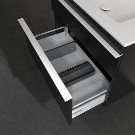 Тумба під раковину Villeroy & Boch Venticello 75,3х50,2 см МДФ чорний матовий лак/ручка алюміній білий A92502PD