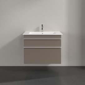 Тумба под раковину Villeroy & Boch Venticello 75,3х50,2 ДСП трюфель серый/ручка алюминий белый A92502VG