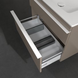 Тумба под раковину Villeroy & Boch Venticello 75,3х50,2 ДСП трюфель серый/ручка алюминий белый A92502VG