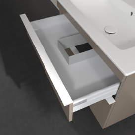 Тумба под раковину Villeroy & Boch Venticello 75,3х50,2 ДСП трюфель серый/ручка алюминий белый A92502VG