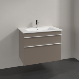 Тумба под раковину Villeroy & Boch Venticello 75,3х50,2 ДСП трюфель серый/ручка алюминий белый A92502VG