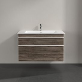 Тумба под раковину Villeroy & Boch Venticello 95,3х50,2 см ДСП каменный дуб/ручка алюминий белый A92602RK