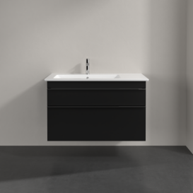 Тумба під раковину Villeroy & Boch Venticello 95,3х50,2 см МДФ чорний матовий лак/ручка хром A92701PD