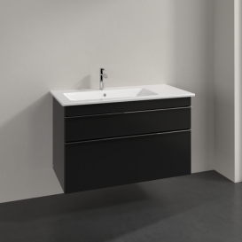 Тумба під раковину Villeroy & Boch Venticello 95,3х50,2 см МДФ чорний матовий лак/ручка хром A92701PD