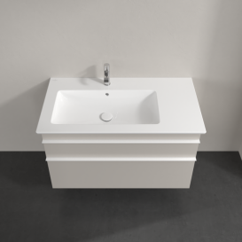 Тумба під раковину Villeroy & Boch Venticello 95,3х50,2 см ДСП м'який сірий/ручка алюміній білий A92702VK