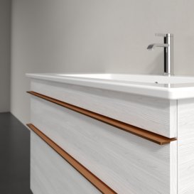 Тумба під раковину Villeroy & Boch Venticello 95,3х50,2 см ДСП/МДФ біле дерево/ручка мідь A92805E8