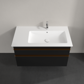 Тумба під раковину Villeroy & Boch Venticello 95,3х50,2 см МДФ чорний матовий лак/ручка мідь A92805PD