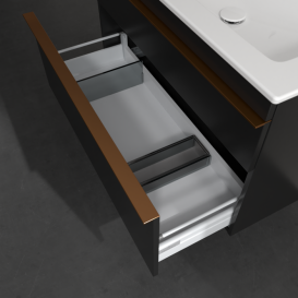 Тумба під раковину Villeroy & Boch Venticello 95,3х50,2 см МДФ чорний матовий лак/ручка мідь A92805PD