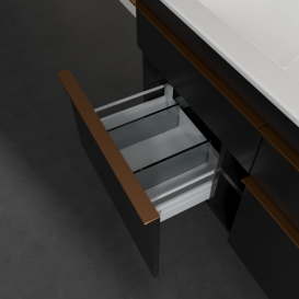 Тумба под раковину Villeroy & Boch Venticello 115,3х50,2 см МДФ черный матовый лак/ручка медь A92905PD