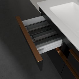 Тумба под раковину Villeroy & Boch Venticello 115,3х50,2 см МДФ черный матовый лак/ручка медь A92905PD
