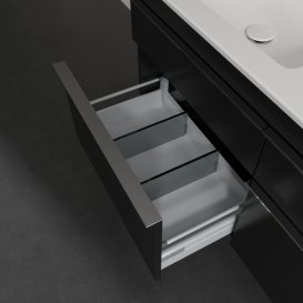 Тумба під раковину Villeroy & Boch Venticello 125,3х50,2 см МДФ чорний матовий лак/ручка хром A93001PD