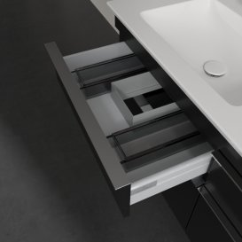 Тумба під раковину Villeroy & Boch Venticello 125,3х50,2 см МДФ чорний матовий лак/ручка хром A93001PD