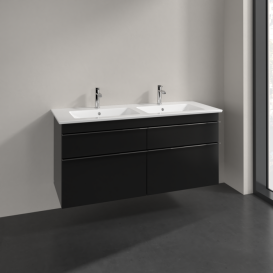 Тумба під раковину Villeroy & Boch Venticello 125,3х50,2 см МДФ чорний матовий лак/ручка хром A93001PD
