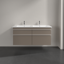 Тумба под раковину Villeroy & Boch Venticello 125,3х50,2 ДСП трюфель серый/ручка алюминий белый A93002VG