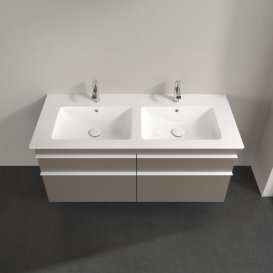 Тумба под раковину Villeroy & Boch Venticello 125,3х50,2 ДСП трюфель серый/ручка алюминий белый A93002VG