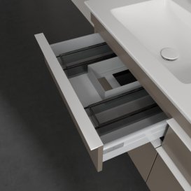 Тумба под раковину Villeroy & Boch Venticello 125,3х50,2 ДСП трюфель серый/ручка алюминий белый A93002VG