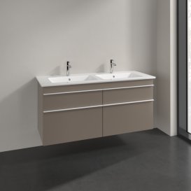 Тумба под раковину Villeroy & Boch Venticello 125,3х50,2 ДСП трюфель серый/ручка алюминий белый A93002VG