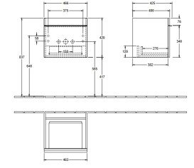 Тумба під раковину Villeroy & Boch Venticello 46,6х42,5 см ДСП в'яз друкарський/ручка хром A93101PN