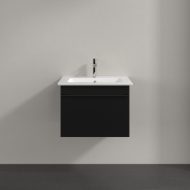 Тумба під раковину Villeroy & Boch Venticello 55,3х50,2 см МДФ чорний матовий лак/ручка хром A93201PD