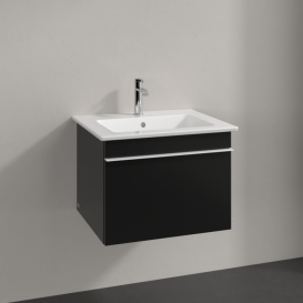 Тумба під раковину Villeroy & Boch Venticello 55,3х50,2 см МДФ чорний матовий лак/ручка алюміній білий A93202PD