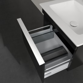 Тумба під раковину Villeroy & Boch Venticello 55,3х50,2 см МДФ чорний матовий лак/ручка алюміній білий A93202PD