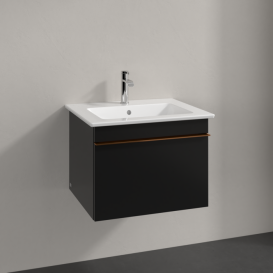 Тумба під раковину Villeroy & Boch Venticello 55,3х50,2 см МДФ чорний матовий лак/ручка мідь A93205PD
