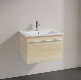 Тумба під раковину Villeroy & Boch Venticello 60,3х50,2 см ДСП в'яз друкарський/ручка алюміній білий A93302PN
