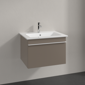 Тумба під раковину Villeroy&Boch Venticello 60,3х50,2 см ДСП трюфель сірий/ручка алюміній білий A93302VG
